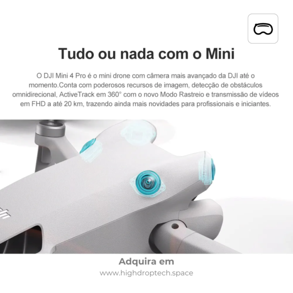 Drone DJI Mini 4 Pro 4K 60fps, 128GB Combo Plus HDR, 20km, Detecção de Obstáculos, GPS - Original High Tech Pro ®