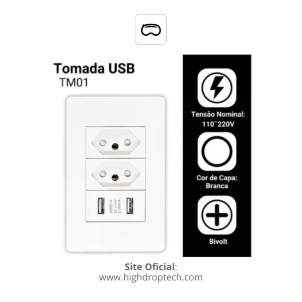 Tomada USB Universal Tomada De Parede Bivolt Multifuncional